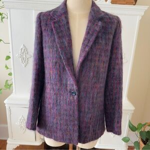 Vintage Multicolor Single Button 
Mohair Blazer Jacket